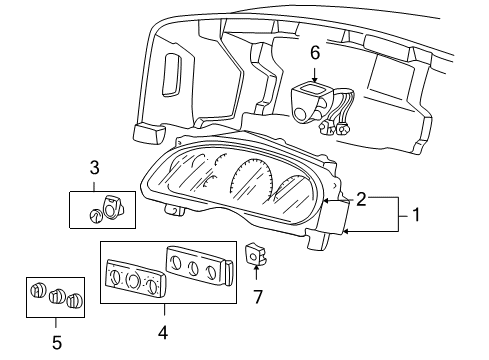 2004 Ford Excursion Cluster & Switches Cluster Assembly Diagram for 4C3Z-10849-HA