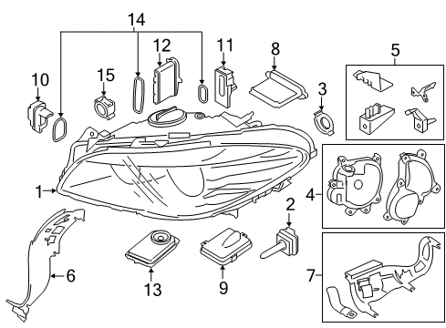 2015 BMW M5 Bulbs Guide Strip With Spring, Left Diagram for 63117349295