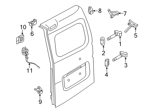 2017 Chevrolet City Express Rear Door Dovetail Latch Diagram for 19316966