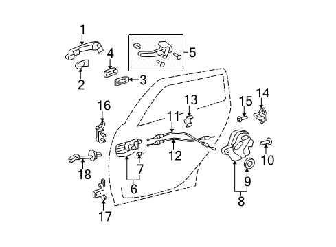 2007 Toyota Matrix Rear Door - Lock & Hardware Cover Diagram for 69229-02011