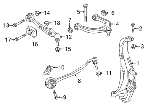 2022 BMW X6 Front Suspension Components WISHBONE WITH RUBBER MOUNT T Diagram for 31106883116