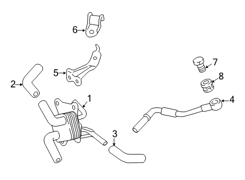 2022 Toyota Camry Oil Cooler Oil Cooler Pipe Bracket Diagram for 44781-33020