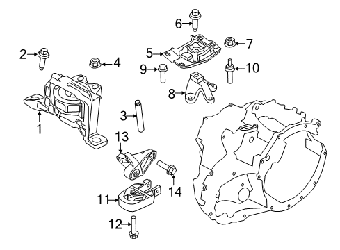 2016 Ford Focus Engine & Trans Mounting Bracket Diagram for FV4Z-6E042-A