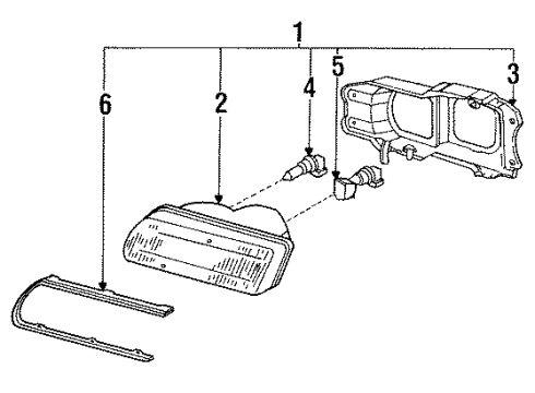 1991 Infiniti Q45 Headlamps Left Headlight Assembly Diagram for B6060-60U00