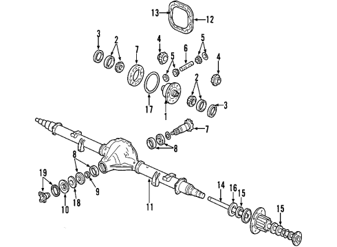 2002 Ford F-250 Super Duty Rear Axle, Differential, Propeller Shaft Ring & Pinion Diagram for YC3Z-4209-B