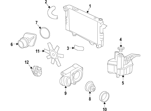 2021 Ram 3500 Cooling System, Radiator, Water Pump, Cooling Fan WATER Diagram for 68569196AA