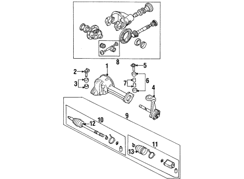 1995 Kia Sportage Carrier & Front Axles Boot Set-Out Joint Diagram for 0K01122530