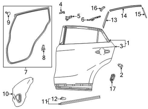 2022 Toyota Venza Door & Components Door Weatherstrip Diagram for 67872-48100