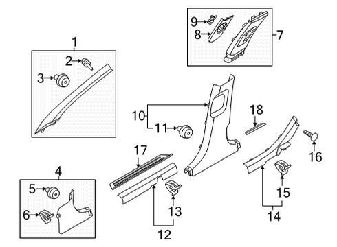 2021 Kia K5 Interior Trim - Pillars Trim Assembly-Fr Pillar Diagram for 85820L3000DNN