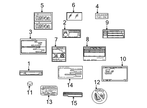 2000 Lexus ES300 Information Labels Label, Headlamp Voltage Caution Diagram for 74533-33010