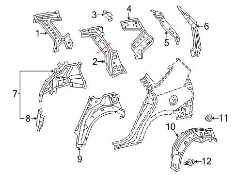 2012 Toyota Prius V Inner Structure - Quarter Panel Wheelhouse Liner Diagram for 65638-47040