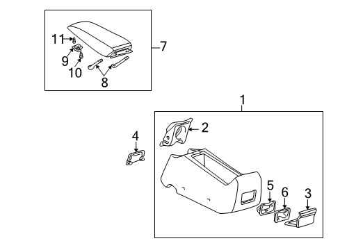 2003 Toyota Prius Center Console Cup Holder Diagram for 66990-47011-B0