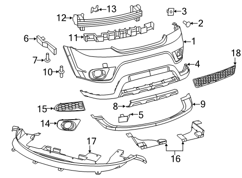 2011 Dodge Journey Front Bumper Pin-Push Diagram for 6508746AA