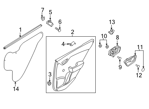2018 Kia Rio Rear Door Rear Door Handle Assembly Diagram for 83610H8000LEF