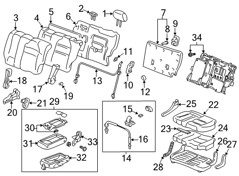 2008 Honda Pilot Rear Seat Components Guide, Headrest (Saddle) Diagram for 81144-SH3-003YG