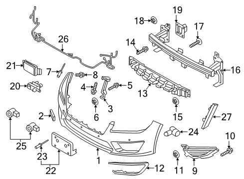 2017 Lincoln MKZ Front Bumper Side Marker Lamp Diagram for EJ7Z-15A201-B