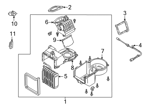 2007 Ford Escape A/C Evaporator Components Evaporator Assembly Seal Diagram for YL8Z-18594-AA