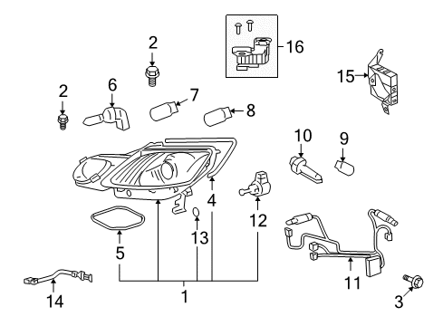 2010 Lexus GS450h Headlamps Headlamp Unit Assembly, Left Diagram for 81070-30D80