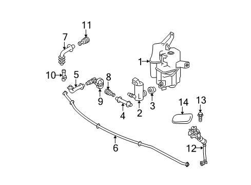 2010 Toyota Prius Washer Components Hose Diagram for 90075-15055