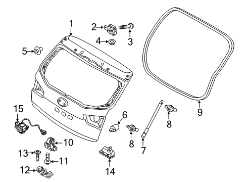 2013 Kia Forte Tail Gate Tail Gate Latch Assembly Diagram for 812301M500