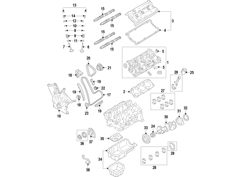 2014 Lexus IS350 Engine Parts, Mounts, Cylinder Head & Valves, Camshaft & Timing, Oil Pan, Oil Pump, Crankshaft & Bearings, Pistons, Rings & Bearings, Variable Valve Timing Piston Sub-Assembly, W/P Diagram for 13301-31031-A0