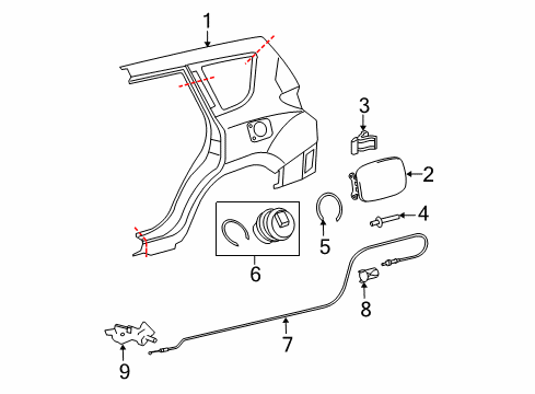 2011 Toyota RAV4 Quarter Panel & Components Fuel Pocket Diagram for 77290-42020