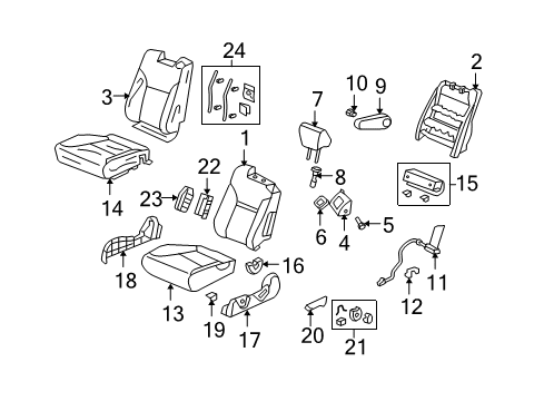 2007 Honda Element Front Seat Components Knob, L. Reclining *NH167L* (GRAPHITE BLACK) Diagram for 81631-SDA-A01ZA