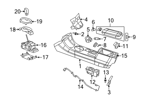 2009 Chrysler Sebring Console Screw Diagram for 6508992AA