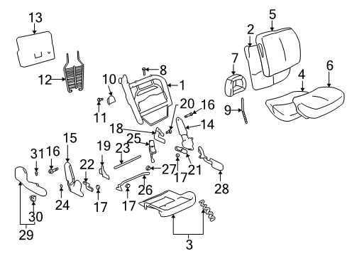 2003 Pontiac Bonneville Power Seats Pad Asm, Passenger Seat Cushion Diagram for 16814740