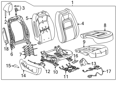 2017 GMC Canyon Passenger Seat Components Seat Back Cover Diagram for 23360013