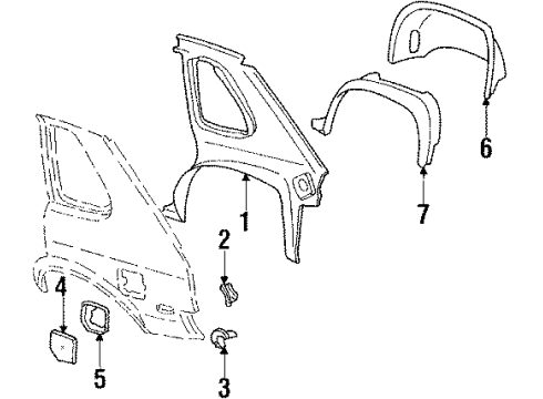 1985 Pontiac T1000 Inner Components - Quarter Panel Hinge, Quarter Vent Window Diagram for 20196114