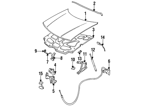 1993 Cadillac Allante Hood & Components Rod Asm Diagram for 1634911