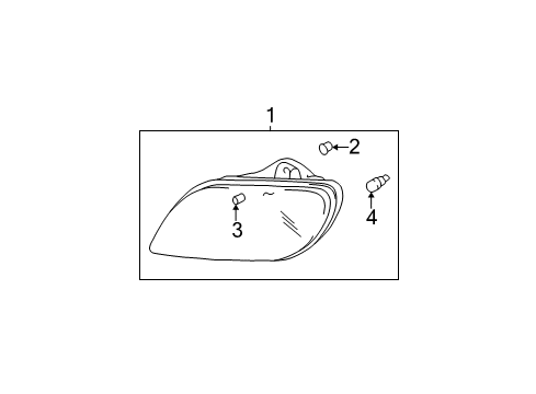 2001 Hyundai Accent Bulbs Front Driver Side Fog Light Assembly Diagram for 92201-25000