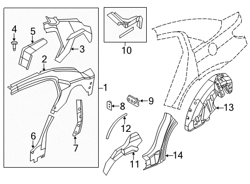 2014 Chrysler 200 Inner Structure - Quarter Panel WEATHERSTRIP-WHEELHOUSE Diagram for 4673934AC