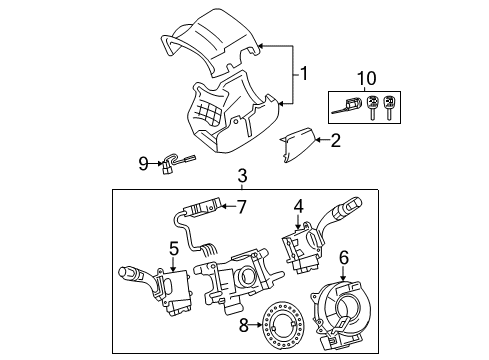 2006 Lexus ES330 Shroud, Switches & Levers Cover, Steering Column Diagram for 45289-33030-B0