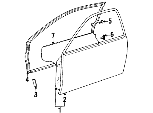 1996 Toyota Paseo Door & Components Weatherstrip, Front Door, LH Diagram for 67862-16320