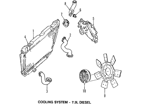 1998 Ford E-350 Econoline Cooling System, Radiator, Water Pump, Cooling Fan, Belts & Pulleys Fan Clutch Diagram for AU2Z-8A616-TA