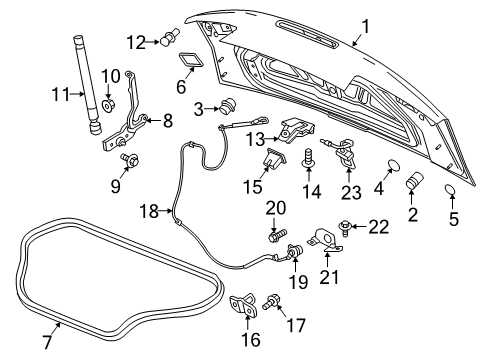 2019 Chevrolet Camaro Trunk Lid Lift Cylinder Diagram for 84593815