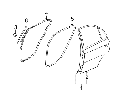 2006 Hyundai Accent Rear Door Weatherstrip-Rear Door Body Side LH Diagram for 83110-1E000-OR