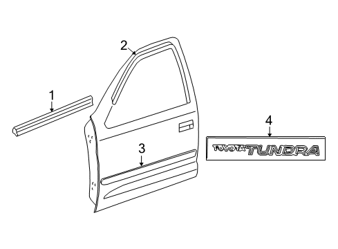 2006 Toyota Tundra Exterior Trim - Front Door Body Side Molding Diagram for 75732-0C030-A0