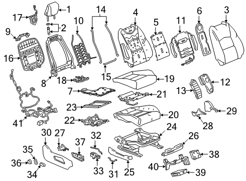 2021 Cadillac XT4 Passenger Seat Components Headrest Guide Diagram for 23405493