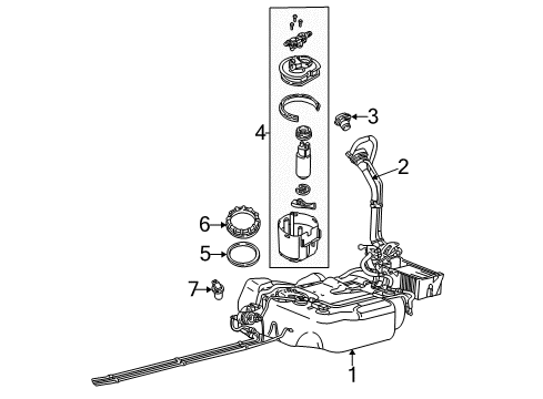 2005 Ford Focus Fuel Supply Fuel Pump Diagram for 6S4Z-9H307-A