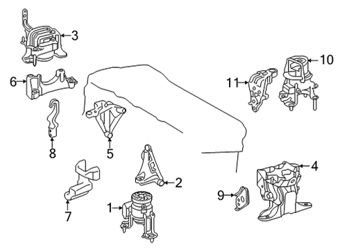 2022 Lexus NX450h+ Engine & Trans Mounting Stay Bracket Diagram for 12318-25040