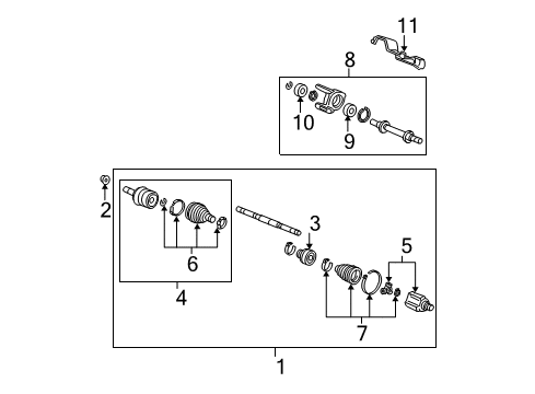 2007 Honda Civic Drive Axles - Front Driveshaft Assembly, Driver Side Diagram for 44306-SVB-A02