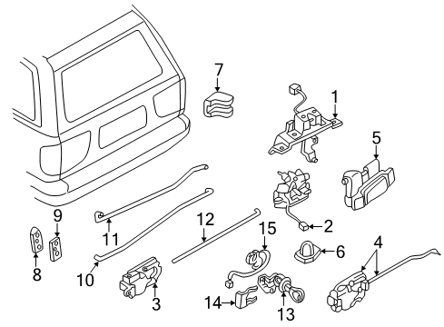 1998 Infiniti QX4 Back Glass Rod-Key Cylinder Diagram for 90514-1W300