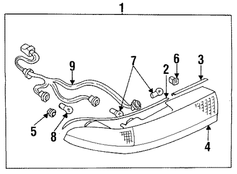 1993 Dodge Stealth Bulbs Bulb, Lamp Diagram for MB381005