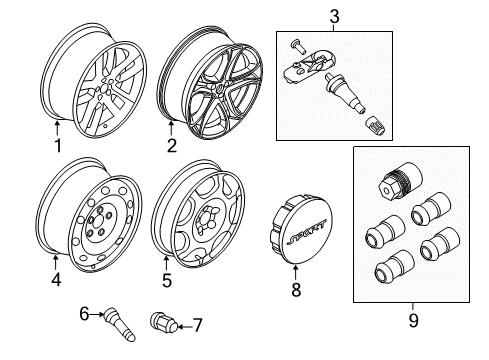2012 Ford Edge Wheels Wheel, Alloy Diagram for BT4Z-1007-F