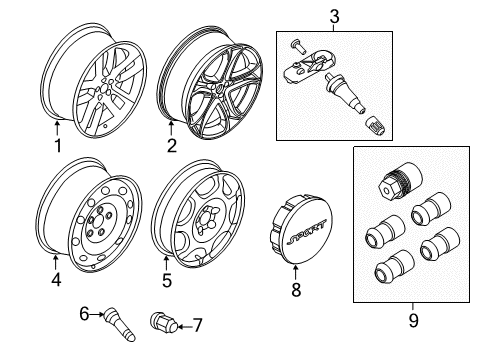 2013 Ford Edge Wheels Center Cap Diagram for AE5Z-1130-A