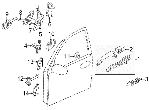 2014 Kia Sedona Front Door Front Door Inside Handle Cable Assembly, Left Diagram for 81371-4D000