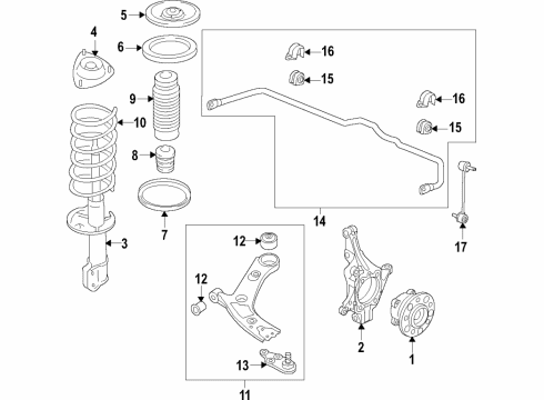 2016 Kia Sorento Front Suspension Components, Lower Control Arm, Stabilizer Bar Crossmember Complete Diagram for 62405C6000